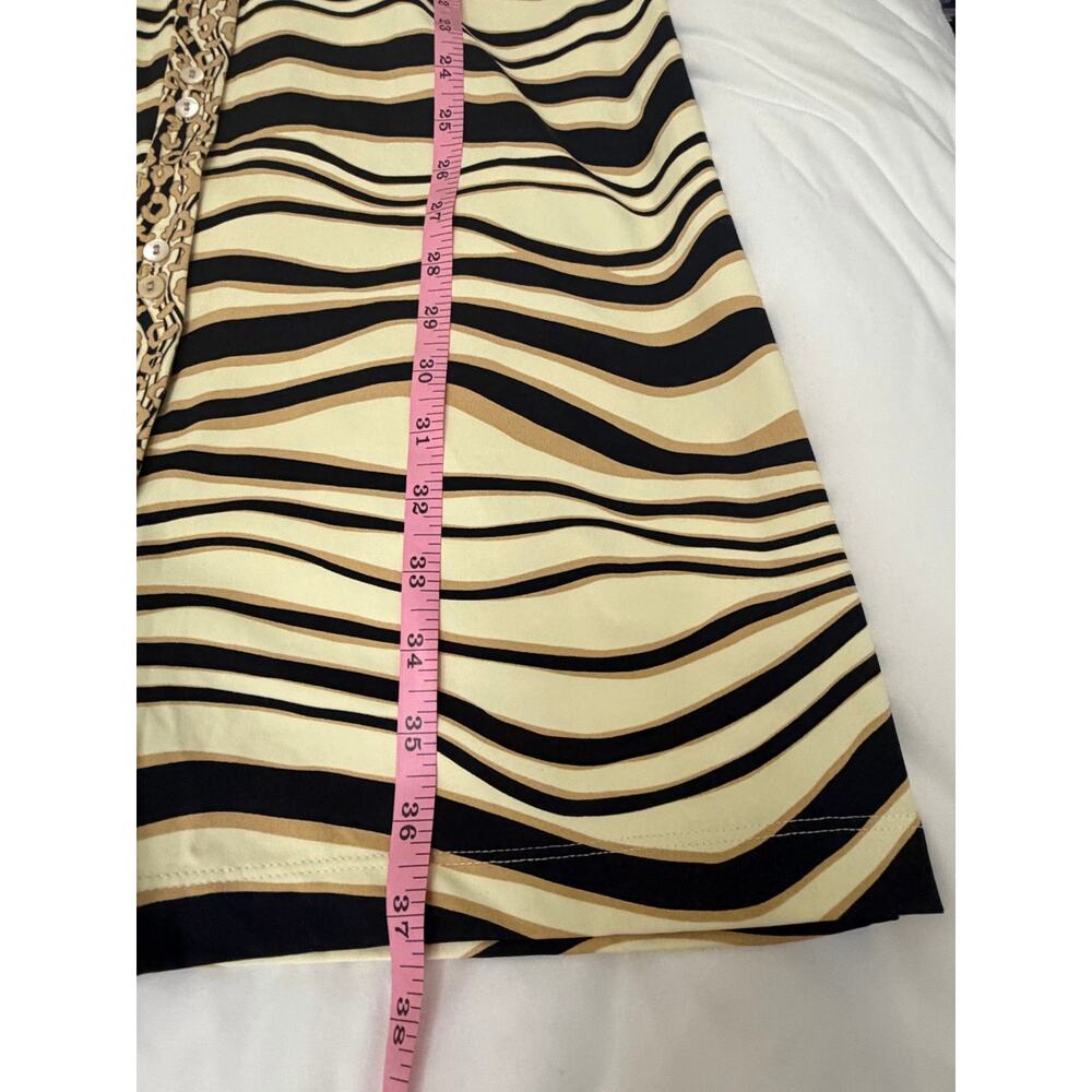 J McLaughlin Dress Small Wavy Stripe Animal Print Trim 3/4 Sleeve Button - Picture 6 of 11